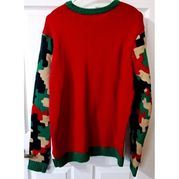 Kohl's Celebrate Men's M/L Ugly Christmas Sweater Pocket Camo Reindeer - Picture 7 of 10